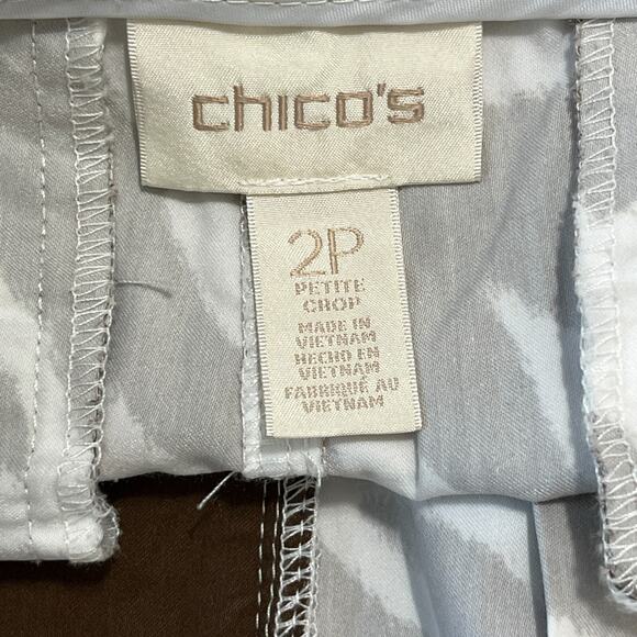 Chicos Pants Womens Large 12 Petite 2P Stretch Crop Capri Tapered Zebra Casual - Picture 5 of 12